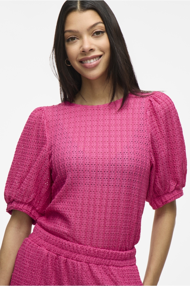 VIMINERA O-NECK 2/4 TOP/TES 14106721 RASPBERRY ROSE